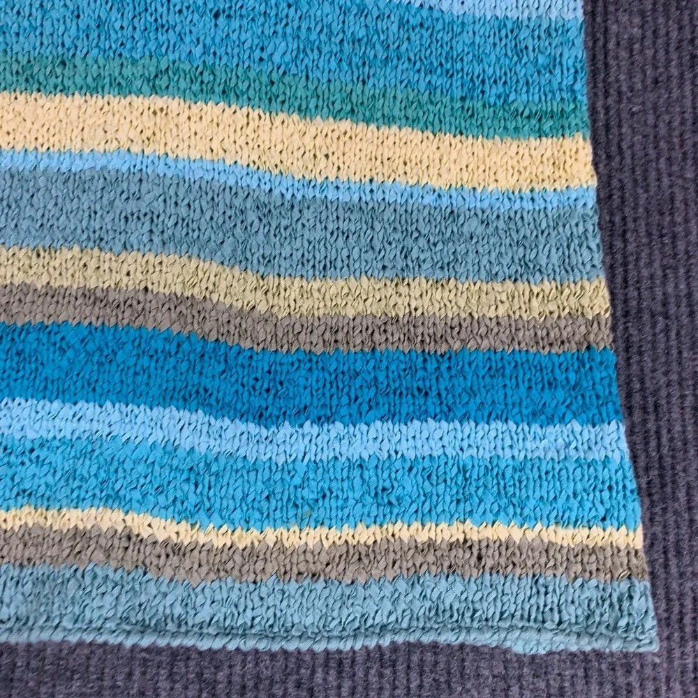 VTG Sigrid Olsen Sport‎ Sweater Vest Womens Medium Blue Striped Colorful Retro